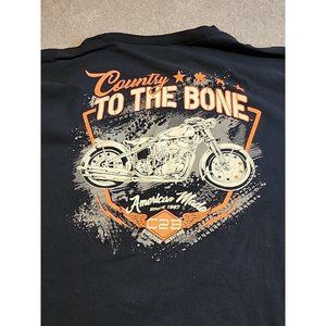 C2B Men Size XL  2-SIDE PRINT T-Shirt Country To The Bone Motorcycle Angle Wings